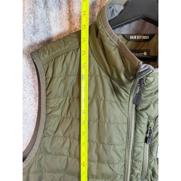 Carhartt Mens Rain Defender Army Green Nylon Relaxed Fit Puffer Vest - XL - Picture 8 of 8